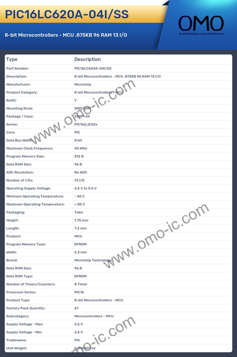 PIC16LC620A-04I/SS