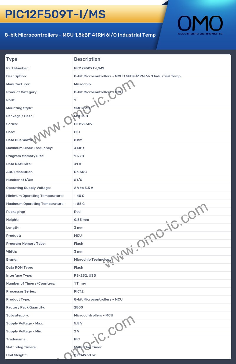 PIC12F509T-I/MS