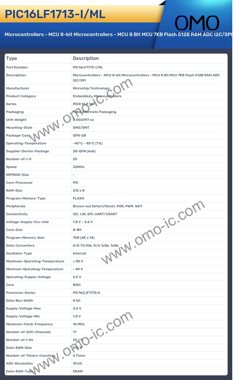 PIC16LF1713-I/ML