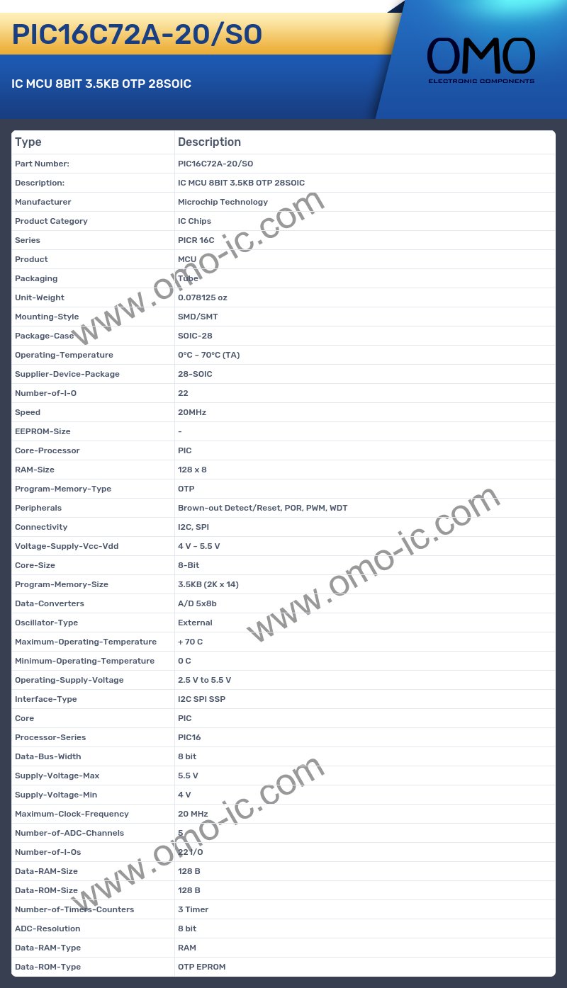PIC16C72A-20/SO