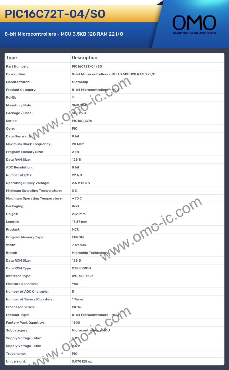 PIC16C72T-04/SO